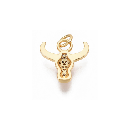 Back view of the Gold Cubic Zirconia Long Horn Charm