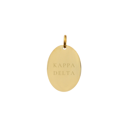 Kappa Delta Small Gold Oval Charm - Full Sorority Name | Waterproof, Hypoallergenic & Tarnish Resistant