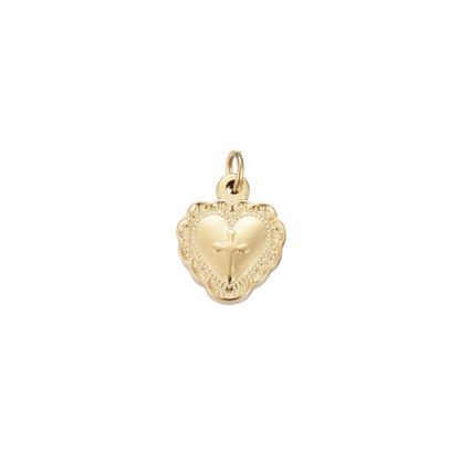Transparent view of the Gold Vintage "Cross My Heart" Charm
