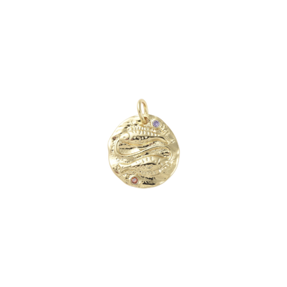 Gold Twin Fins with Colorful Cubic Zirconia Charm