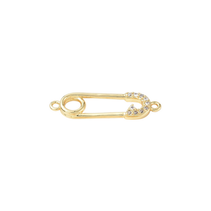 Front view of the Gold Cubic Zirconia Mini Paperclip Charm