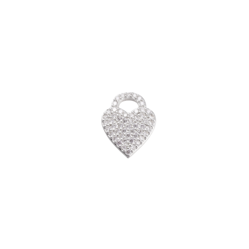 Silver Sparkle Heart with Cubic Zirconia Charm