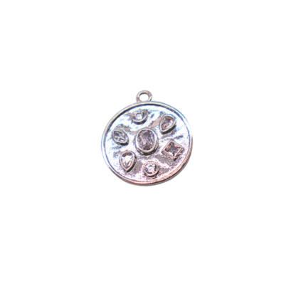Silver Disc with Crystal Embellishments Charm