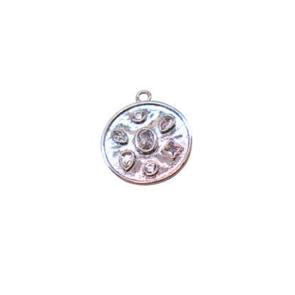 Silver Disc with Crystal Embellishments Charm