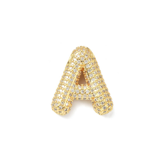 Gold Slider Rhinestone Bubble Initial Charm