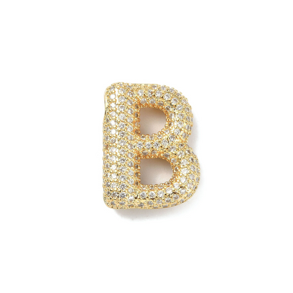 Front view of the Gold Slider Rhinestone Bubble Initial Letter | Alphabet Charm | Letter B
