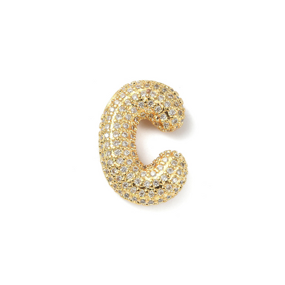Front view of the Gold Slider Rhinestone Bubble Initial Letter | Alphabet Charm | Letter D