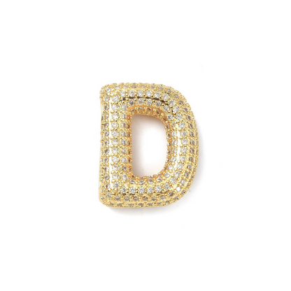 Front view of the Gold Slider Rhinestone Bubble Initial Letter | Alphabet Charm | Letter D