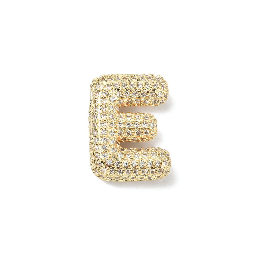 Gold Slider Rhinestone Bubble Initial Charm