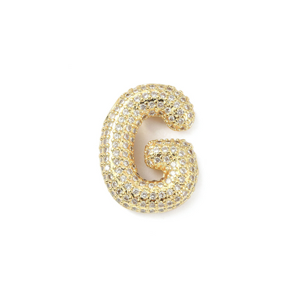 Front view of the Gold Slider Rhinestone Bubble Initial Letter | Alphabet Charm | Letter G