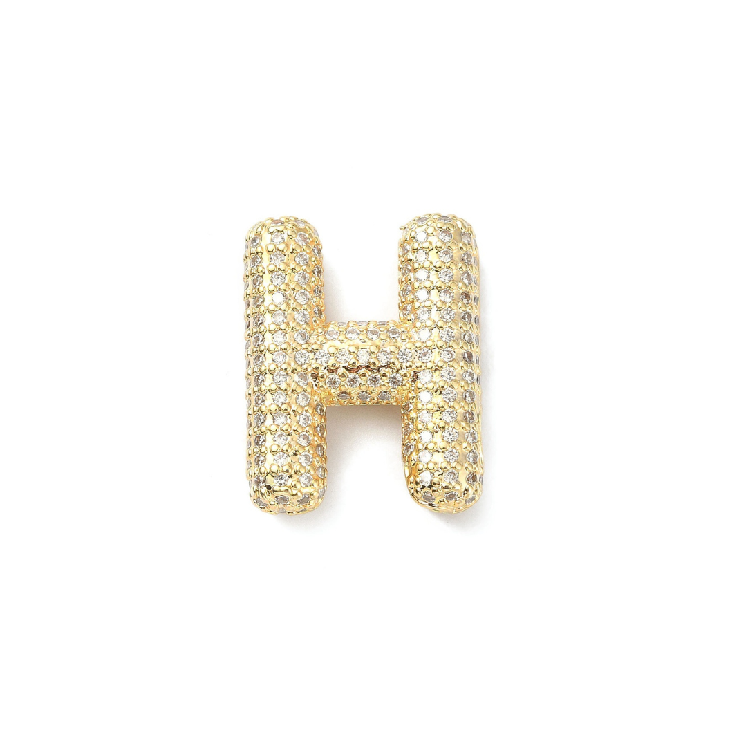 Gold Slider Rhinestone Bubble Initial Charm