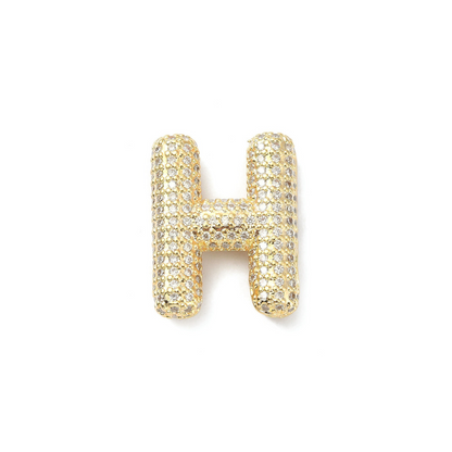 Front view of the Gold Slider Rhinestone Bubble Initial Letter | Alphabet Charm | Letter H