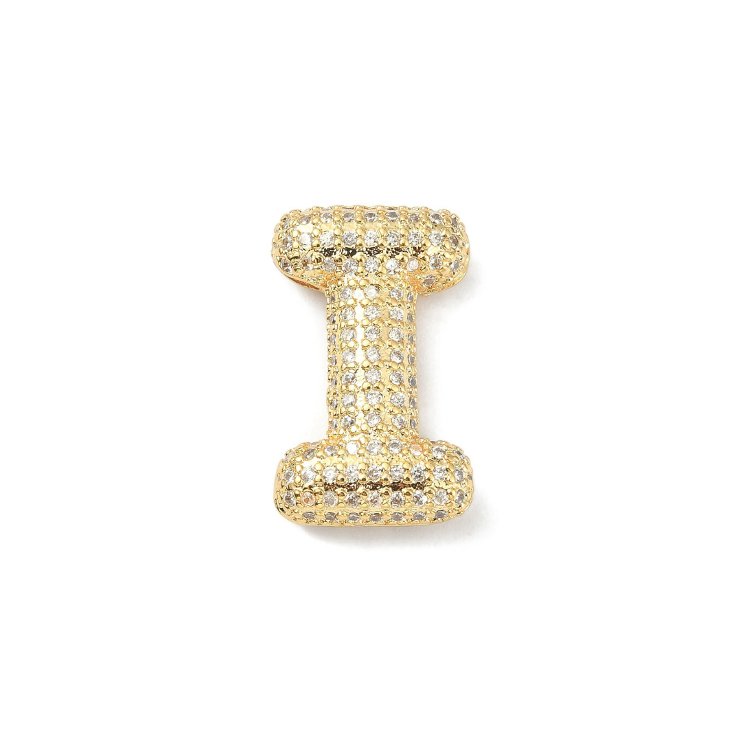 Gold Slider Rhinestone Bubble Initial Charm