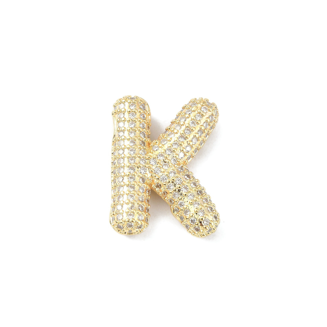 Gold Slider Rhinestone Bubble Initial Charm