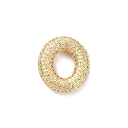 Front view of the Gold Slider Rhinestone Bubble Initial Letter | Alphabet Charm | Letter O