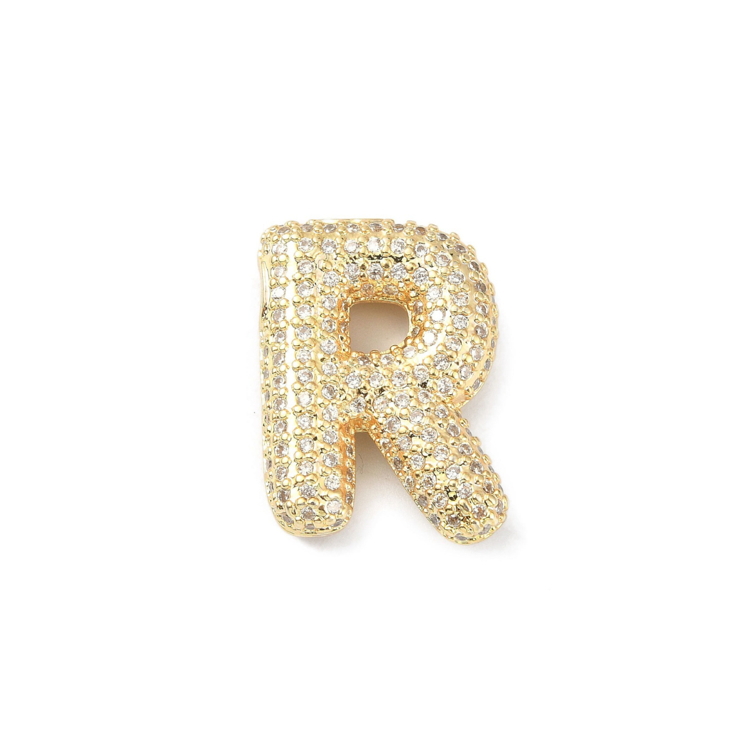 Gold Slider Rhinestone Bubble Initial Charm