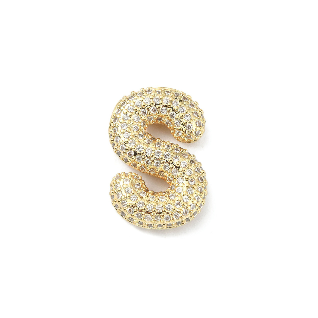 Gold Slider Rhinestone Bubble Initial Charm