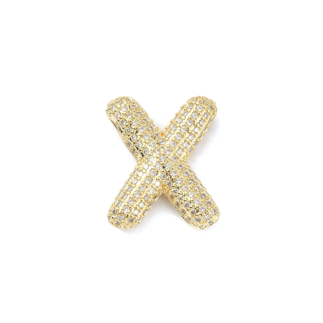 Gold Slider Rhinestone Bubble Initial Charm