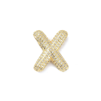 Front view of the Gold Slider Rhinestone Bubble Initial Letter | Alphabet Charm | Letter X