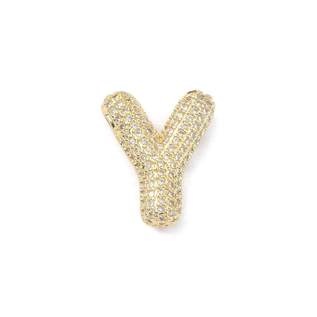 Gold Slider Rhinestone Bubble Initial Charm