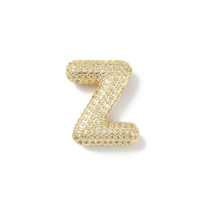 Front view of the Gold Slider Rhinestone Bubble Initial Letter | Alphabet Charm | Letter Z