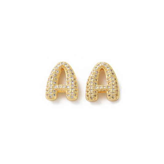 Gold Slider Rhinestone Bubble Initial Charm | MINI