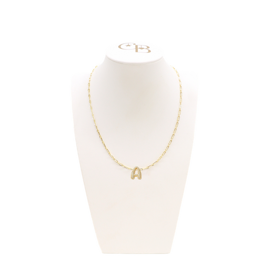 *Gold Madilyn Necklace with MINI Rhinestone Bubble Initial Charm