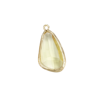Transparent view of the Gold Faceted Prism Drop Charm | Yellow
