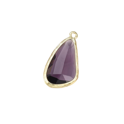 Transparent view of the Gold Faceted Prism Drop Charm | Purple