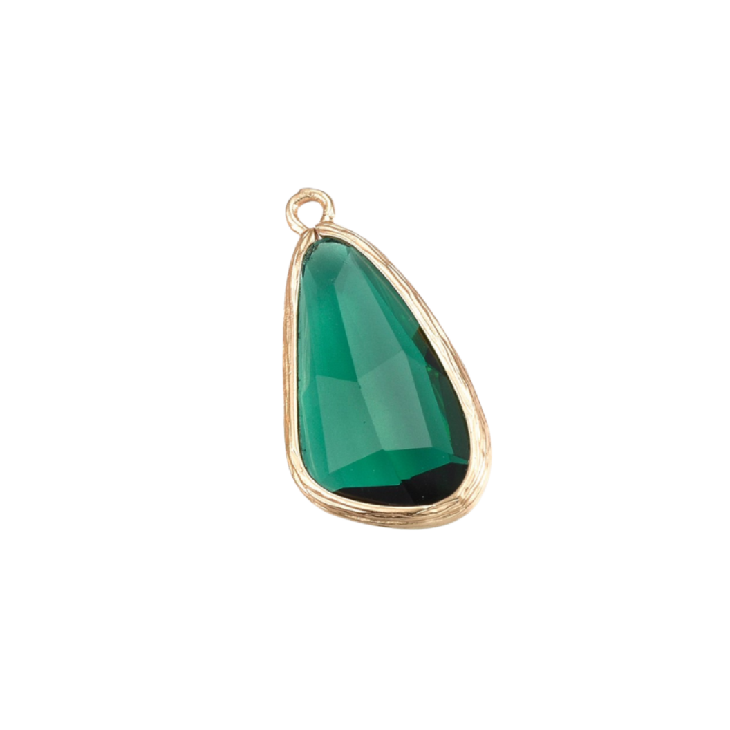 Transparent view of the Gold Faceted Prism Drop Charm | Green