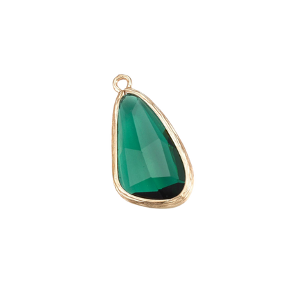 Transparent view of the Gold Faceted Prism Drop Charm | Green