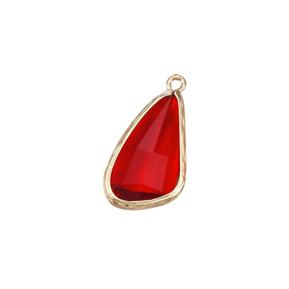 Transparent view of the Gold Faceted Prism Drop Charm | Red