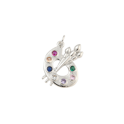 Transparent view of the Silver and Cubic Zirconia Artist Palette Charm