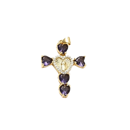 Transparent view of the Gold Virgin Mary Cross Charm | Assorted