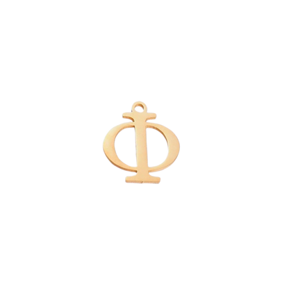 Transparent view of the Gold Greek Life Charms | Phi