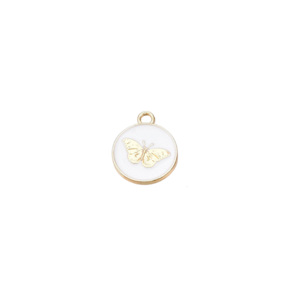 Transparent view of the Gold Butterfly Disk Charm | Assorted | White