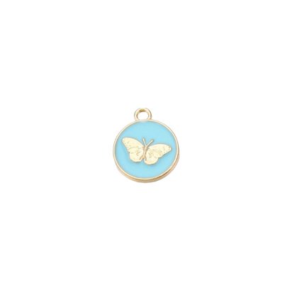 Transparent view of the Gold Butterfly Disk Charm | Assorted | Light Blue