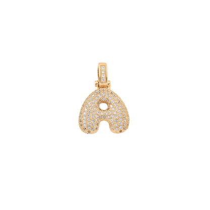 Transparent view of the Light Gold Rhinestone Bubble Letter Charm 