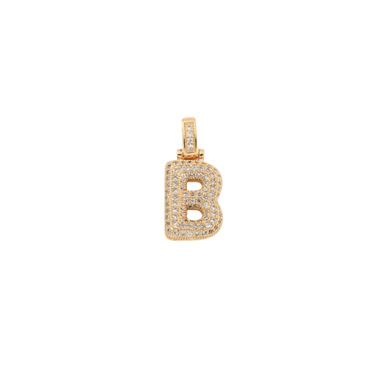 Transparent view of the Light Gold Rhinestone Bubble Letter Charm 