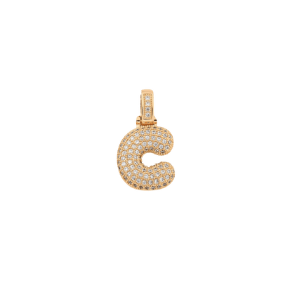 Transparent view of the Light Gold Rhinestone Bubble Letter Charm 