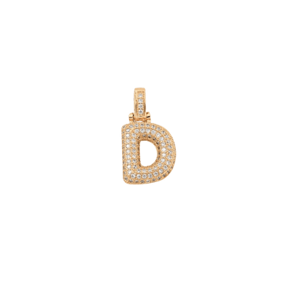 Transparent view of the Light Gold Rhinestone Bubble Letter Charm 