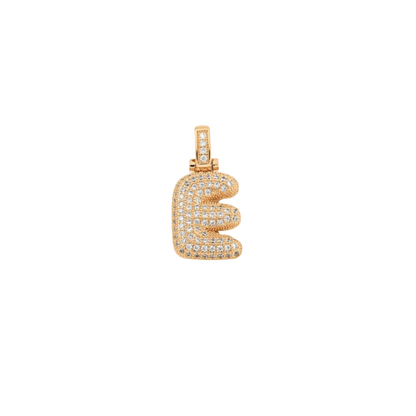 Transparent view of the Light Gold Rhinestone Bubble Letter Charm 