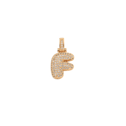 Transparent view of the Light Gold Rhinestone Bubble Letter Charm 