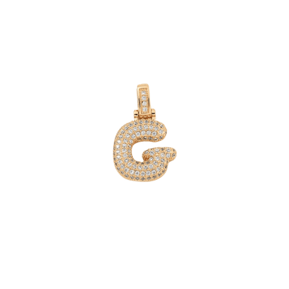 Transparent view of the Light Gold Rhinestone Bubble Letter Charm 