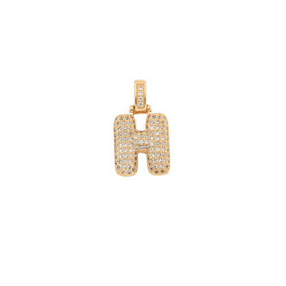 Transparent view of the Light Gold Rhinestone Bubble Letter Charm 