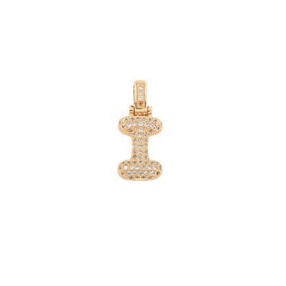 Transparent view of the Light Gold Rhinestone Bubble Letter Charm 