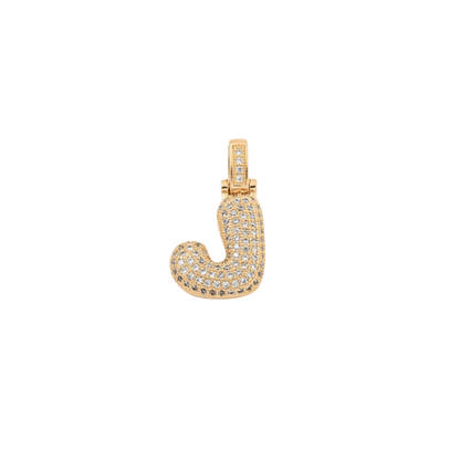 Transparent view of the Light Gold Rhinestone Bubble Letter Charm 