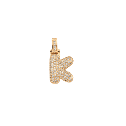 Transparent view of the Light Gold Rhinestone Bubble Letter Charm 