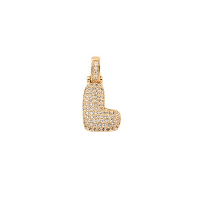 Transparent view of the Light Gold Rhinestone Bubble Letter Charm 