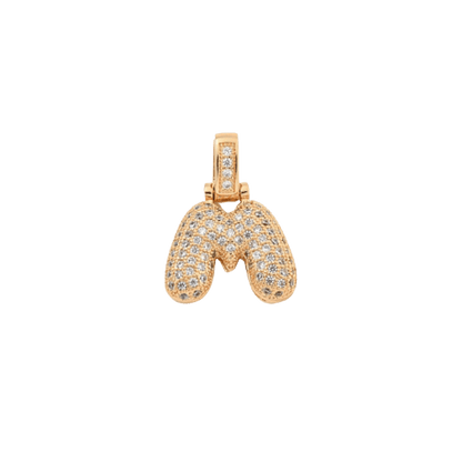 Transparent view of the Light Gold Rhinestone Bubble Letter Charm 